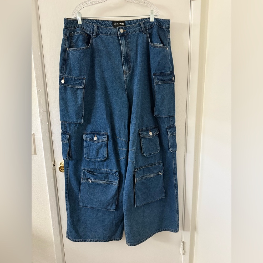Denim Cargo Pants with Multiple Pockets